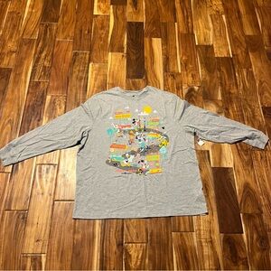 Walt Disney World Play In the Park Mickey 4 Parks Gray Long Sleeve Shirt 2X NWT